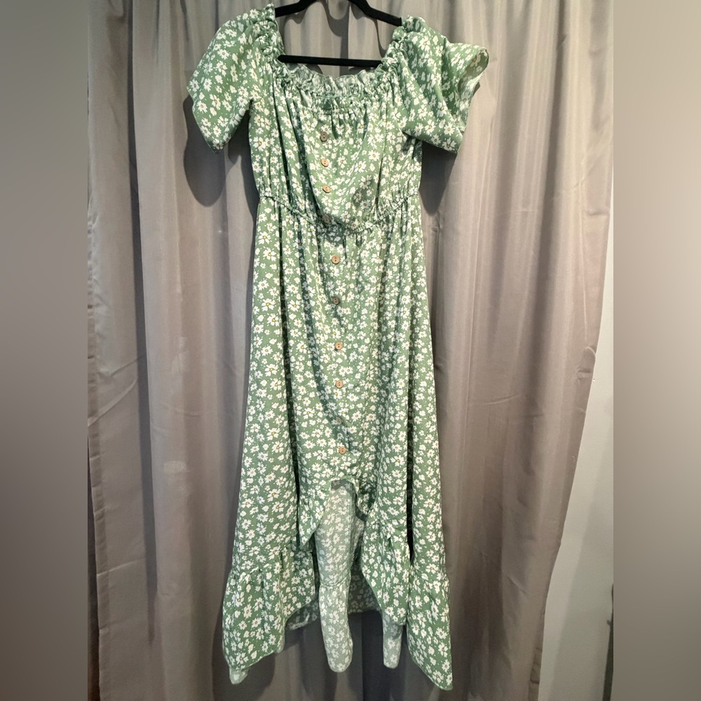 Cupshe Green Floral Button-Front Maxi Dress